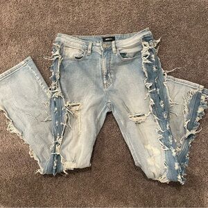 Track Stacked Skinny Flare Jeans - Medium Blue Wash